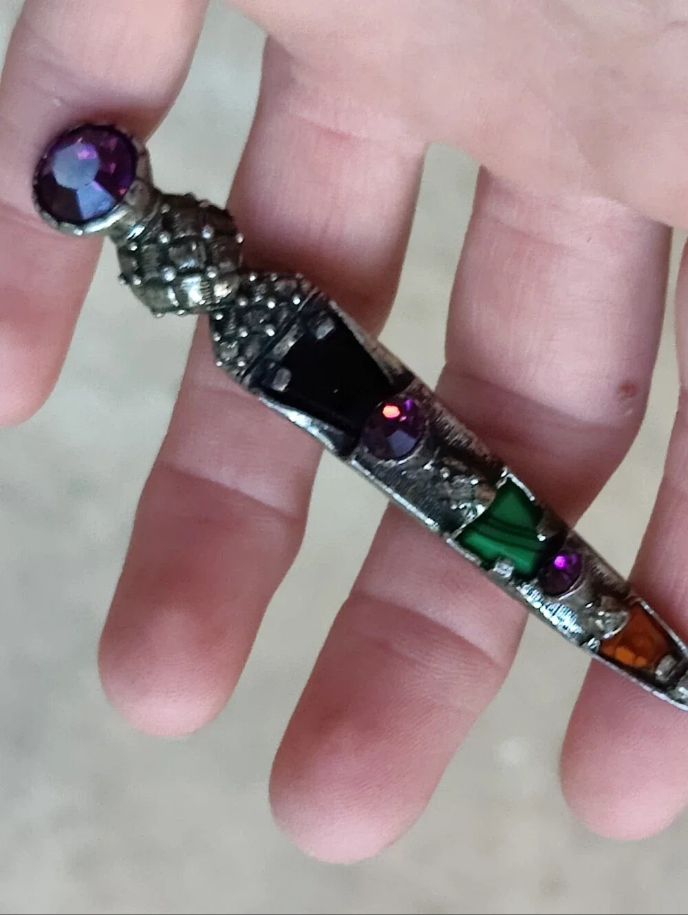 Vintage Miracle Brooch Celtic Scottish Dirk Kilt Pin Amethyst Agate styled Glass